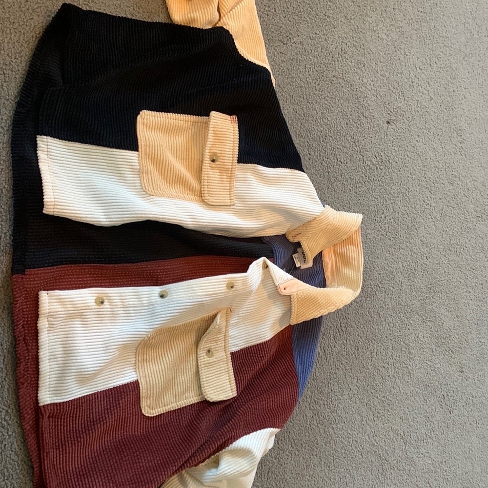 urban outfitters multi color corduroy cropped jacket